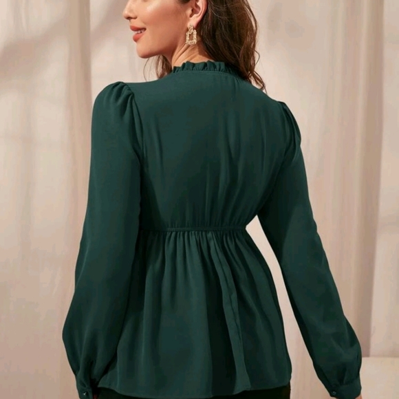 Maternity Frill Tie Neck Peplum Top - Picture 2 of 6